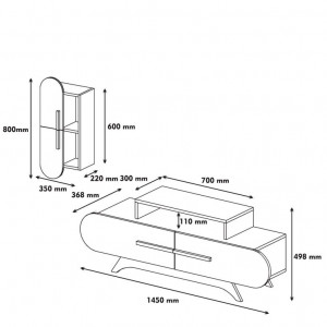 Comoda TV Rose S - Walnut, Crem - Img 5
