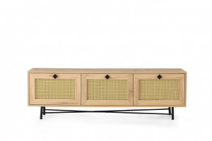 Comoda TV Salvador, Model Alcazar, 180x60x40 cm, Stejar/Negru - Img 3