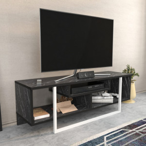 Comoda TV Salvador, Model Asal, 120x40.2x35.2 cm, Negru/Alb - Img 2