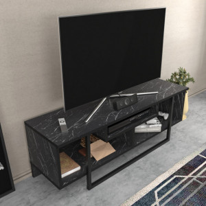 Comoda TV Salvador, Model Asal, 120x40.2x35.2 cm, Negru - Img 4