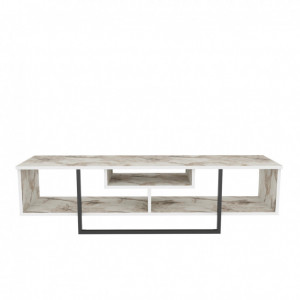 Comoda TV Salvador, Model Asal, 150x40x35.2 cm, Negru/Alb marmorat - Img 6