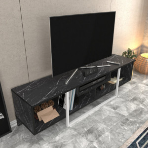 Comoda TV Salvador, Model Asal, 150x40x35.2 cm, Negru/Alb - Img 4