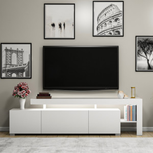 Comoda TV Salvador, Model Beliz, 192x53x37 cm, Alb - Img 4
