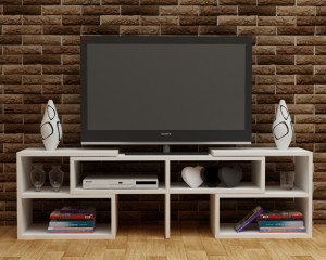 Comoda TV Salvador, Model Care, 138.6x40x29.5 cm, Alb - Img 2