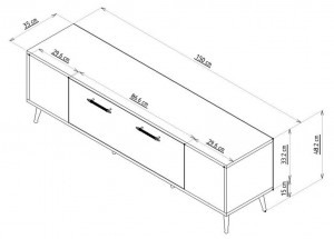 Comoda TV Salvador, Model Detas, 150x48.2x35 cm, Alb/Auriu - Img 7