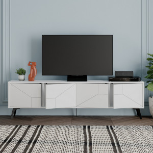 Comoda TV Salvador, Model Dune, 180x50x29.6 cm, Alb - Img 3
