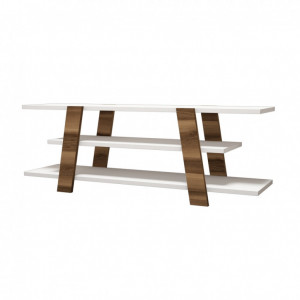 Comoda TV Salvador, Model Flower, 120x42x33.6 cm, Nuc/Alb - Img 3