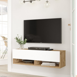 Comoda TV Salvador, Model FR13, 100x29.1x31.6 cm, Pin Atlantic/Alb - Img 2
