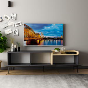 Comoda TV Salvador, Model Mia, 160x48x37 cm, Antracit - Img 7