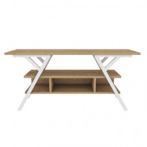 Comoda TV Salvador, Model Minerva, 120x55x35 cm, Alb/Stejar - Img 5
