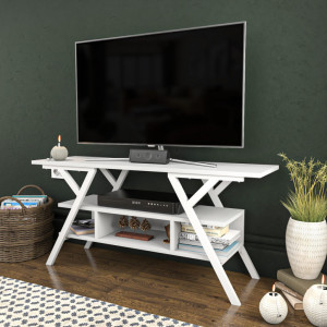 Comoda TV Salvador, Model Minerva, 120x55x35 cm, Alb - Img 3