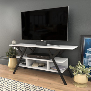 Comoda TV Salvador, Model Minerva, 120x55x35 cm, Negru/Alb - Img 3
