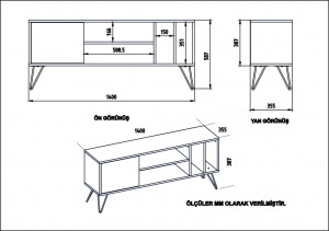 Comoda TV Salvador, Model Mistico, 140x58.7x35.5 cm, Nuc/Negru - Img 5