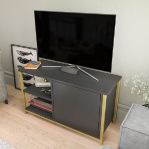 Comoda TV Salvador, Model Muskegon, 89.6x50.8x35.3 cm, Auriu/Antracit - Img 3