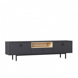 Comoda TV Salvador, Model Naturel, 180x48x35 cm, Antracit - Img 7