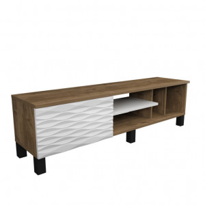 Comoda TV Salvador, Model Olyo, 140x40.3x35 cm, Nuc/Alb - Img 4