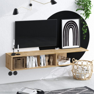 Comoda TV Salvador, Model Pan, 150x26x24 cm, Stejar - Img 2