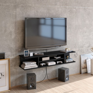 Comoda TV Salvador, Model Pivot, 120x23x29.5 cm, Negru - Img 1