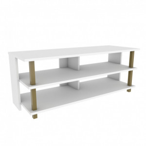 Comoda TV Salvador, Model Pueblo, 120x47.4x44.6 cm, Auriu/Alb - Img 5