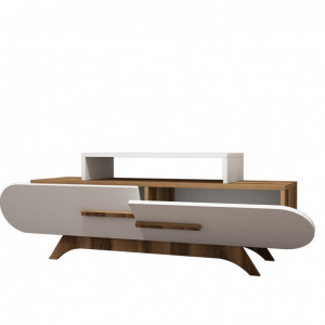 Comoda TV Salvador, Model Rose, 145x49.8x36.8 cm, Nuc/Alb - Img 3