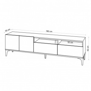 Comoda TV Salvador, Model Ross, 180x52x35 cm, Stejar - Img 5