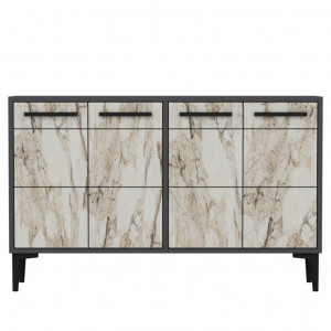 Comoda TV Salvador, Model Stria, 120x75x30 cm, Antracit/Multicolor - Img 6