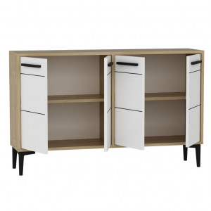 Comoda TV Salvador, Model Stria, 120x75x30 cm, Stejar safir/Alb - Img 3