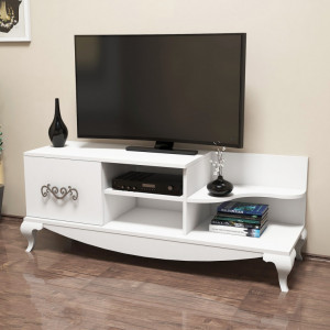 Comoda TV Salvador, Model Sultan, 130x50.6x45 cm, Alb - Img 3