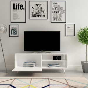 Comoda TV Salvador, Model Venedik, 120x43.7x29.5 cm, Alb - Img 2