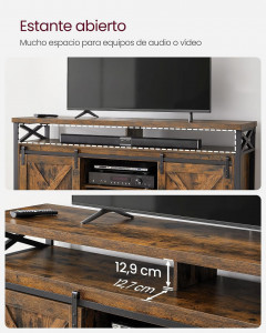 Comoda TV Vasagle, Model Castillo, 147x40x76 cm, Maro/Negru - Img 4