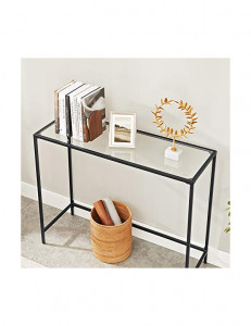 Consola Model Kai, Negru, 100x35x80 cm, blat sticla securizata - Img 4