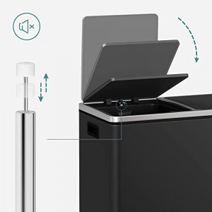 Cos de gunoi, Songmics, Negru, 58.6x32x65 cm - Img 5