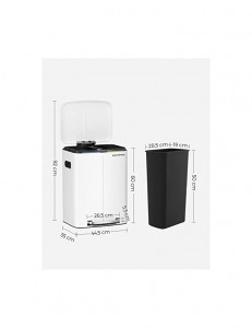 Cos de reciclare, Songmics, 2 x 20L, Alb, LTB40WT, Soft-Close - Img 5