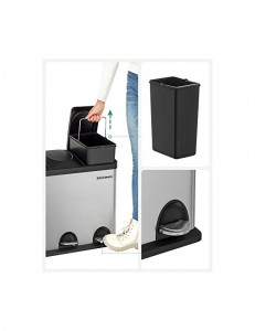 Cos de reciclare, Songmics, 54L, Silver+Black, LTB54L - Img 4