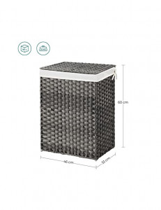 Cos de rufe, Songmics, 90L, LCB51WG, 46 x 33 x 60 cm - Img 4