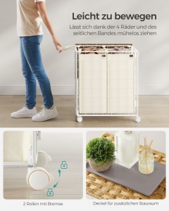 Cos de rufe Songmics Bej 57x33x60 cm - Img 5