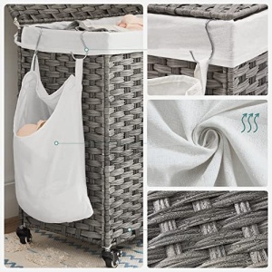 Cos de rufe, Songmics, Natural-Alb, 66x33x66 cm - Img 7