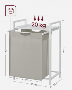 Cos de rufe, Vasagle, Alb, 50x33x76 cm - Img 5