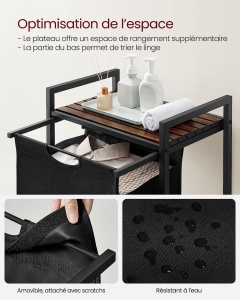 Cos de rufe, Vasagle, Maro-Negru, 50x33x76 cm - Img 3
