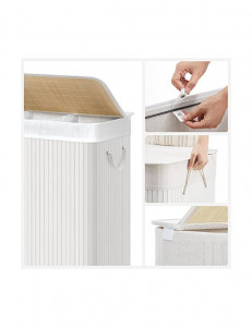 Cos pentru rufe, Songmics, 150 L, Alb, LCB091W01, Alb, 60 x 40 x 61 cm - Img 7