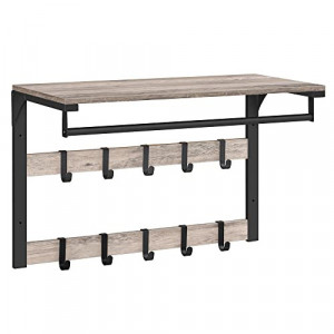 Cuier cu raft Model Thornton, Negru/Ivoire, 65x30x42 cm - Img 2