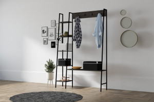 Cuier cu rafturi Model Marken, Antracit, 120x30x180 cm - Img 2