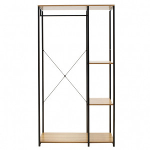 Cuier cu rafturi Model Ramon, Stejar/Negru, 90.5x41x167 cm - Img 2