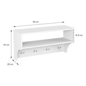 Cuier de perete Crosta, alb, 80x28x40 cm - Img 4