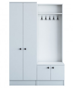 Cuier hol cu dulap Model Anderson, Alb, 119.6x37.3x182.8 cm - Img 5