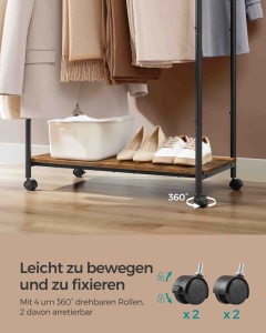 Cuier pe roti Songmics Maro 98.5x39.6x156.8 cm - Img 6