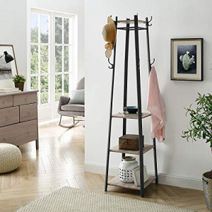 Cuier tip pom cu rafturi Model Newton, Bej/Negru, 43x43x180 cm - Img 4