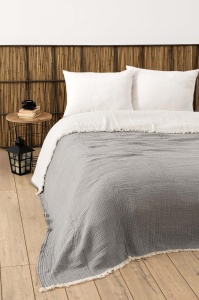 Cuvertura pentru Pat Dublu Model Muslin Grey v2