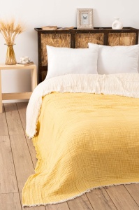 Cuvertura pentru Pat Dublu Model Muslin Yellow (170 x 250) v2