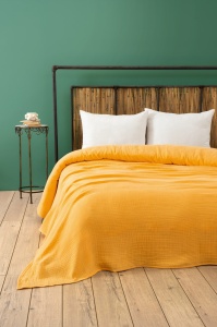 Cuvertura pentru Pat Dublu Model Muslin Yellow (220 x 250)